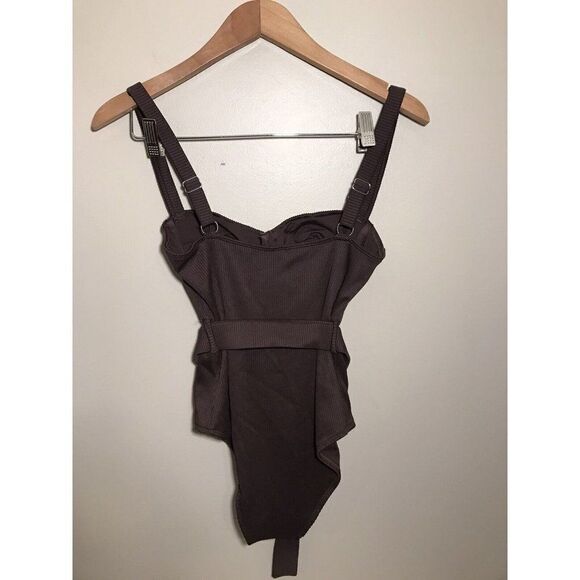 Charlie Holiday‎ Zola Belted Swimsuit One Piece Medium Adjustable Deep Brown New - Picture 4 of 8
